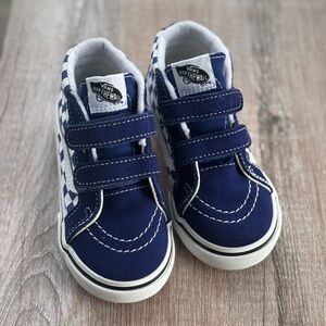 Like new blue checkered Vans Sk8-Mid (Toddler)